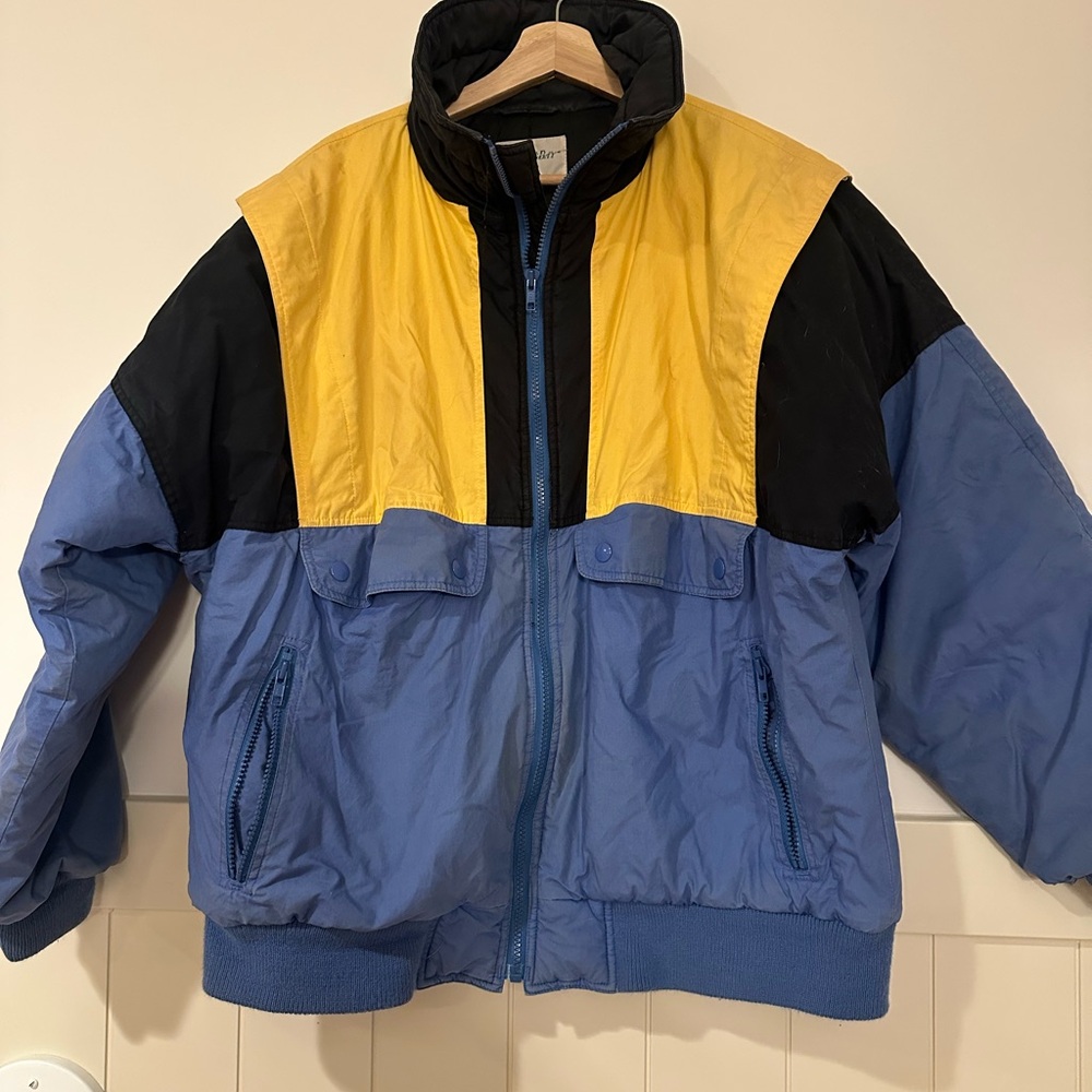 Vintage 1990’s St. John's Bay Yellow, Black, and Blue Ski‎ Jacket color block